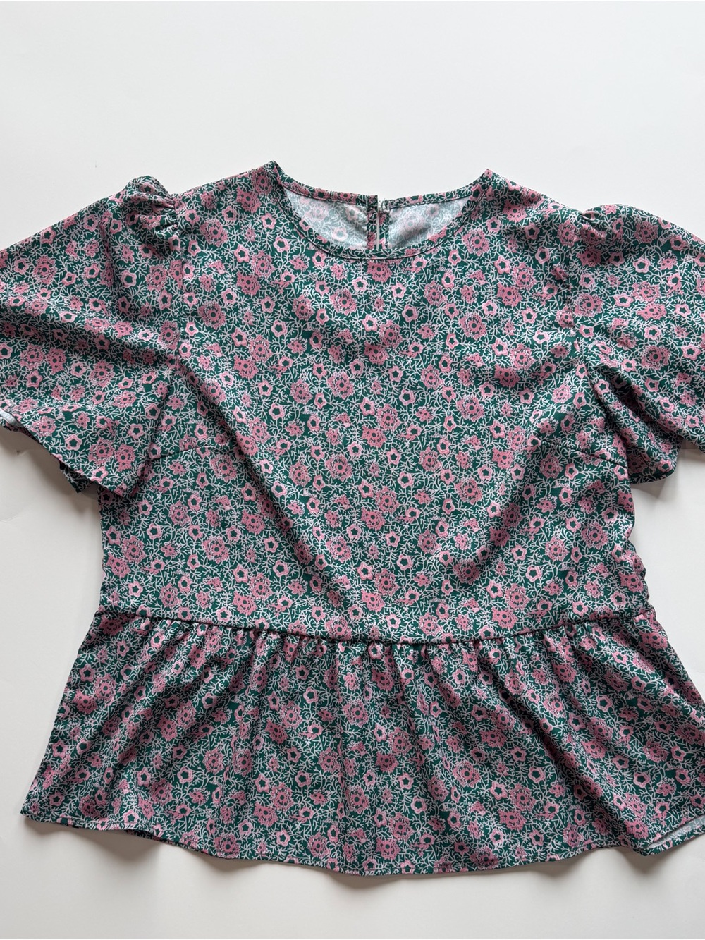 SHEIN Pink and Green Floral Blouse